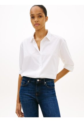 Camisa Blanca Con Diseño De Rayas Con Logo Gráfico Tommy Hilfiger