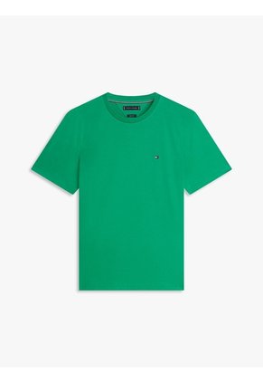 Camiseta Verde De Cuello Redondo Con Logo Bordado Tommy Hilfiger
