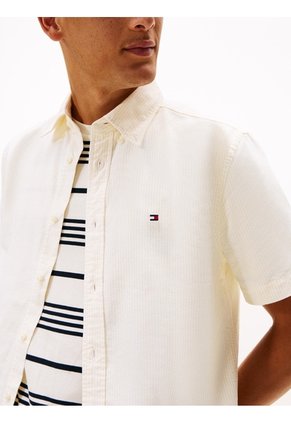 Camisa Beige Heritage Oxford Con Diseño De Rayas Tommy Hilfiger