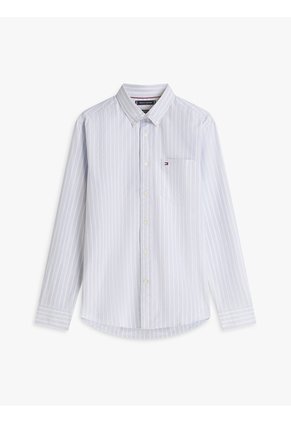 Camisa Azul De Rayas Anchas Con Corte Regular Tommy Hilfiger