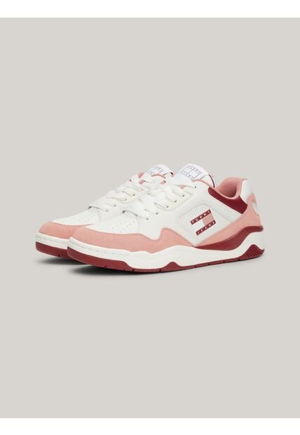 Tenis Rosa De Cuero Con Toques De Color Tommy Hilfiger