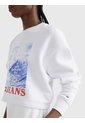 Sudadera Cropped Holgada Con Ola Estampada Blanco Tommy Jeans de Tommy Hilfiger