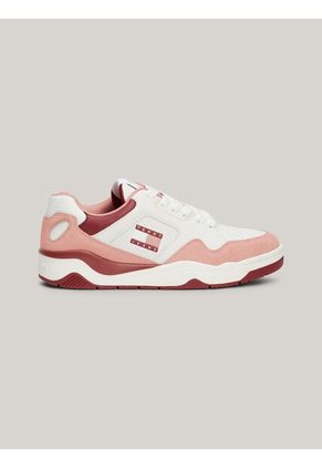 Tenis Rosa De Cuero Con Toques De Color Tommy Hilfiger