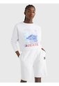 Sudadera Cropped Holgada Con Ola Estampada Blanco Tommy Jeans de Tommy Hilfiger
