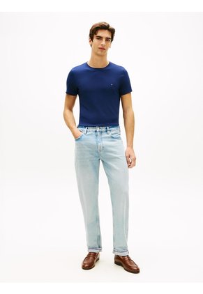 Camiseta Azul De Cuello Redondo Y Corte Extra Slim Tommy Hilfiger