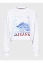 Sudadera Cropped Holgada Con Ola Estampada Blanco Tommy Jeans de Tommy Hilfiger