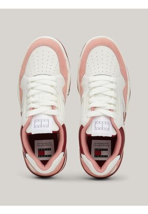 Tenis Rosa De Cuero Con Toques De Color Tommy Hilfiger