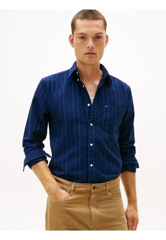 Camisa Azul Oxford Regular De Raya Diplomática Tommy Hilfiger Tommy Hilfiger