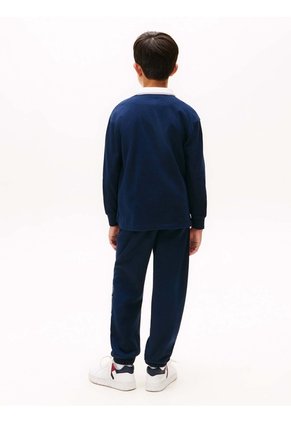Polo Azul De Manga Larga Con Escudo TH Tommy Hilfiger