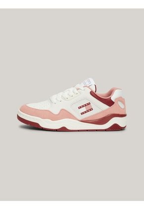 Tenis Rosa De Cuero Con Toques De Color Tommy Hilfiger