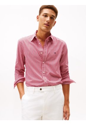 Camisa Multicolor Manga Larga Regular De Popelín Flex Con Cuadros Gingham Tommy Hilfiger
