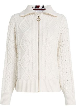 Saco De Punto Trenzado Con Cremallera Mujer Blanco Tommy Hilfiger