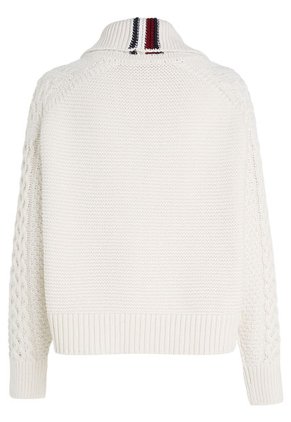 Saco De Punto Trenzado Con Cremallera Mujer Blanco Tommy Hilfiger