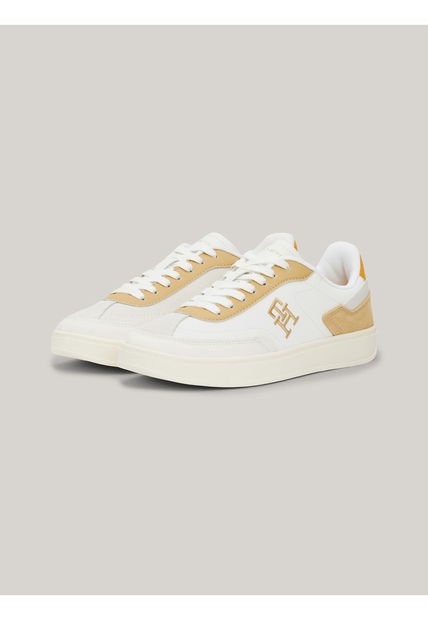 Tenis Blanco Heritage Con Texturas Mixtas Tommy Hilfiger