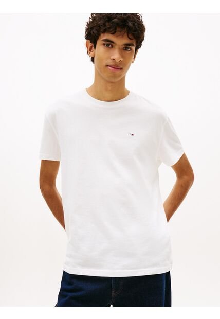 Camiseta Blanca De Corte Regular Con Logo Bordado Tommy Jeans