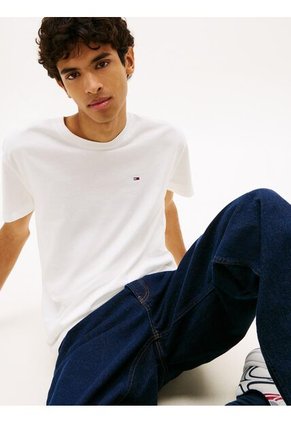 Camiseta Blanca De Corte Regular Con Logo Bordado Tommy Jeans
