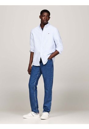 Camisa Celeste Oxford De Corte Regular Tommy Jeans