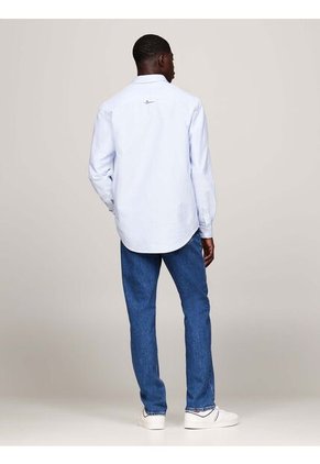 Camisa Celeste Oxford De Corte Regular Tommy Jeans