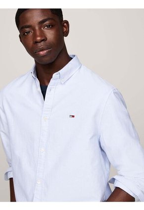 Camisa Celeste Oxford De Corte Regular Tommy Jeans