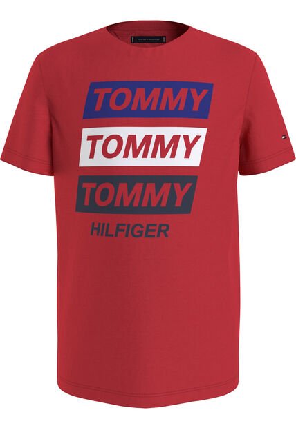 Camiseta Roja Con Logo Gráfico Estampado En El Pecho Tommy Hilfiger
