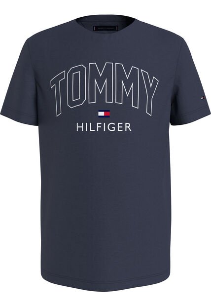Camiseta Azul Manga Corta Con Logo Gráfico Tommy Hilfiger