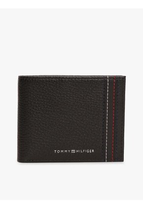 Billetera Negra Plegable De Cuero Tommy Hilfiger