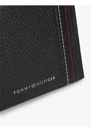 Billetera Negra Plegable De Cuero Tommy Hilfiger