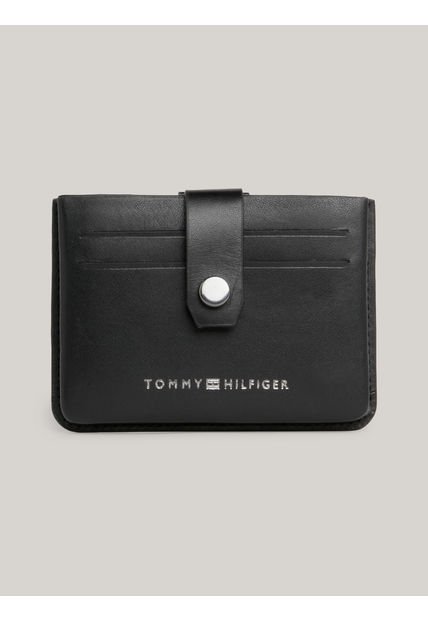 Tarjetero Negro Prep De Cuero Moldeada Tommy Hilfiger