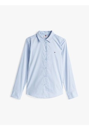 Camisa Celeste De Popelín De Corte Regular Tommy Hilfiger
