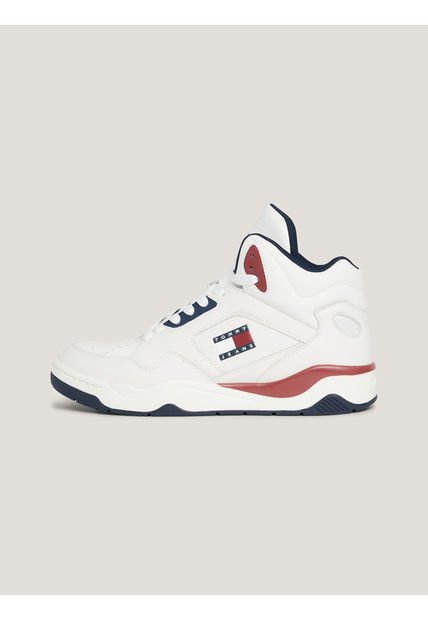 Tenis Blanco Tipo Baloncesto De Cuero Tommy Hilfiger