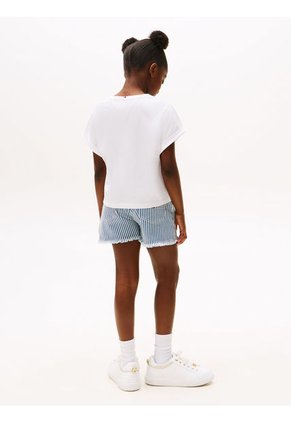 Camiseta Blanca Holgada Con Logo De Lentejuelas Tommy Hilfiger