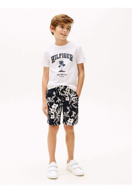 Camiseta Blanca Con Logo De Palmeras Tommy Hilfiger