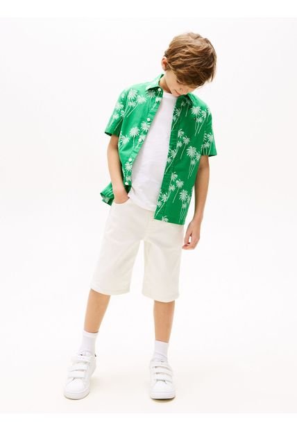 Camisa Verde De Manga Corta Con Flores Estampadas Tommy Hilfiger