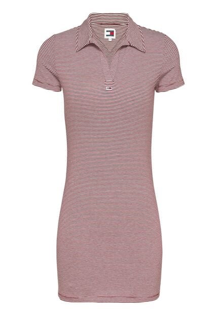 Vestido Vino Tipo Polo De Rayas Tommy Jeans