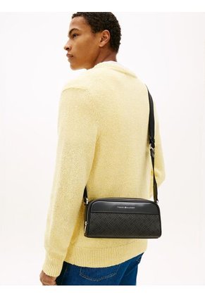 Bolso Negro Cruzado Con Logo En Relieve Tommy Hilfiger