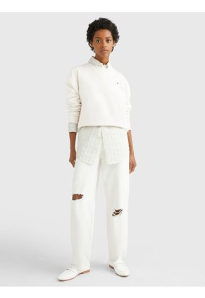 Jeans De Corte Amplio Balloon Y Talle Alto Mujer Blanco Tommy Hilfiger