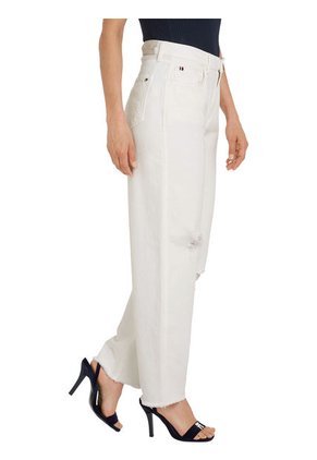 Jeans De Corte Amplio Balloon Y Talle Alto Mujer Blanco Tommy Hilfiger