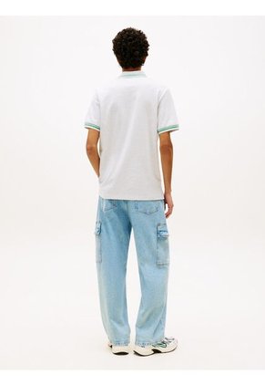 Polo Gris De Corte Regular Ribeteado Con Logo Tommy Jeans