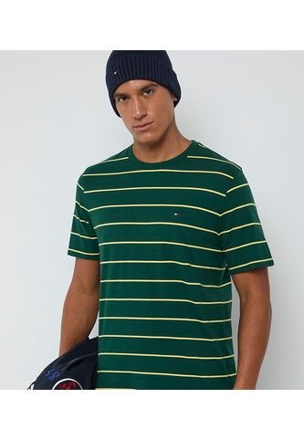 Camiseta Verde Regular Fit A Rayas Tommy Hilfiger Tommy Hilfiger