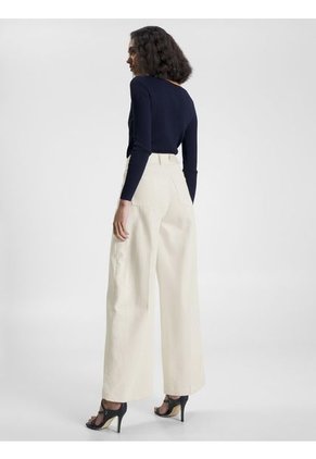 Pantalones Blanco De Talle Alto Y Pierna Ancha Tommy Hilfiger