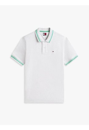 Polo Gris De Corte Regular Ribeteado Con Logo Tommy Jeans