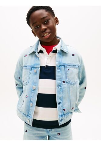 Chaqueta Celeste Denim Trucker Con Logos Bordados Tommy Hilfiger Tommy Hilfiger