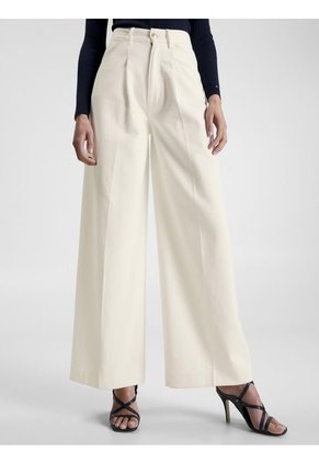 Pantalones Blanco De Talle Alto Y Pierna Ancha Tommy Hilfiger