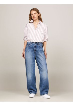 Jeans Azul De Talle Alto Rectos De Corte Amplio Tommy Hilfiger