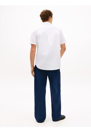 Camisa Blanca Lino Solida De Corte Regular Tommy Hilfiger