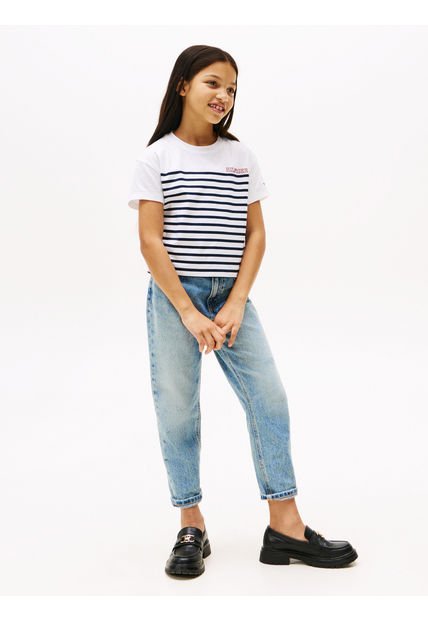 Camiseta Azul Amplia De Rayas Tommy Hilfiger