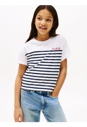 Camiseta Azul Amplia De Rayas Tommy Hilfiger