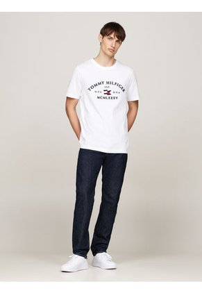 Camiseta Blanca Con Logo Bordado Tommy Hilfiger