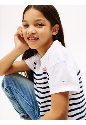 Camiseta Azul Amplia De Rayas Tommy Hilfiger