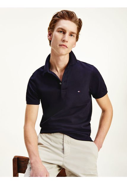 Polo Manga Corta Slim Fit Azul Oscuro 985